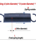 Heavy Duty Open Hook S Tension Spring Pullback Coil Wire For Industrial Gear And Machine Repair Uses Rust Resistant High Grade Steel Strong Extension Springs 1mm X 260mm size marking diagram
