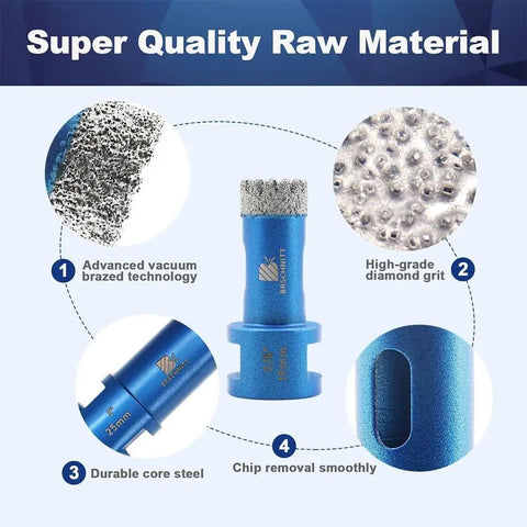 Heavy Duty 32mm Diamond Core Drill Bit For Porcelain Tile Ceramic Marble Granite Dry Drilling Vacuum Brazed Diamond Hole Saw