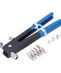 Portable Manual Rivet Gun Kit Made From Heavy Duty Stainless Steel And Durable Aluminum Alloy For Woodworking Home Projects And Diy Repairs That Are Super Easy To Grip And Use Effectively Today, blue handle with rivet nuts
