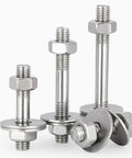Heavy Duty M8 Double Ended Threaded Rods Through-Wall Bolt Kit, 2 Pack, Includes Nuts And Oversized Washers, Fully Threaded Rods