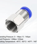 Push To Connect Fittings 8mm Tube OD To 1 4 NPT Female Straight Quick Connect PCF8 N02 Nickel Plated Brass with PBT Body close-up