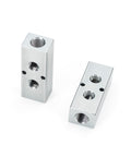 2 Way 4 Port Pneumatic Air Manifold Block 3/8 NPT and 1/4 NPT aluminum mounting block for air compressor outlet kit 2 pack