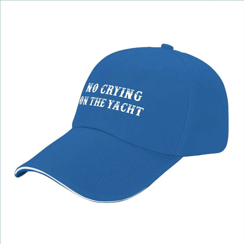 Blue No Crying On The Yacht Hat For Men Dope Yacht Cap Great For Casual Wear And Athletic Gear Made In USA Quality Comfortable Fit