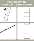 Installation steps for 36x84 Inch Glass Sliding Barn Door Kit With 6Ft Hardware Black Aluminum Frame Clear Tempered Glass 3 Panel