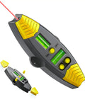3-in-1 Magnetic Stud Finder with Laser, Wall Scanner with 2 Detachable Magnetic Positioning Modules & 4 Wooden Surface Locator Pins, Stud Finder Leveler Tool for Home Renovation Inspection. (Black) with green levels.