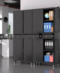 Beefy Heavy Duty Metal Garage Storage Cabinet On Wheels With Locking Doors, Two Drawers, And Three Adjustable Shelves