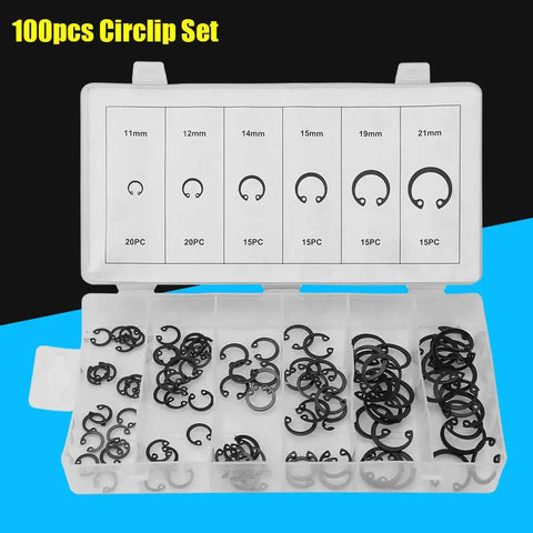 Six Size C Clips Snap Ring Assortment Kit 11mm To 21mm In Durable Metal With Box For Dowel Pins And Shaft Grooves Prevents Lateral Movement