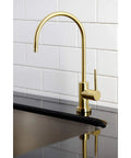 Single-Handle Cold Water Filtration Faucet In Brushed Brass For Deck-Mount Install, Drip-Free Ceramic Disc, One Quarter Turn On Off, 1.7 GPM At 60 PSI, Delivers Crisp, Clean Drinking Water Right At Your Kitchen Sink.