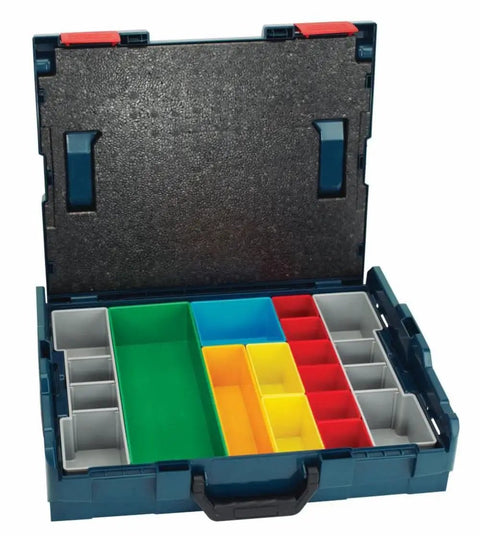 30 Piece Organizer Set For iBOXX72 Click And Go Mobile Transport System In Blue And Red Fits 72mm Depth For Storing Bits Blades Fasteners And Hand Tools