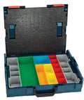 Yellow 17-Piece Organizer Set For L-BOXX-1A With Click And Go Mobile Transport System, open with colorful compartments visible