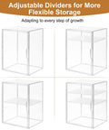 Adjustable dividers for Three Tier Baby Bottle Organizer With Removable Dividers For Bottles Nipples Pump Parts And Food Jars Clear Acrylic Bottle Station For Countertop And Kitchen Perfect Gift For Busy New Moms.