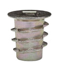 Soft Wood Threaded Inserts With Zinc Hex Flange, 1/4-20 Internal Threads, 13mm Length, close-up view of wood fastener
