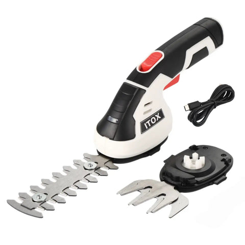 Cordless 2 In 1 Grass Shear And Hedge Trimmer, Lightweight Handheld Yard Tool With A Beast Of A Motor, Rechargeable Lithium Ion Battery And USB-C Cable Included, White