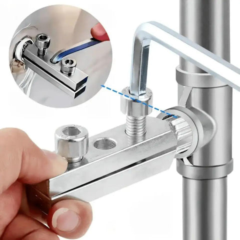 Two Piece Faucet Valve And Pipe Removal Tool Set With Quick Pipe Thread Cutter And Screw Extractor in use