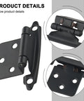 Set Of 10 Self Closing Cabinet Hinges For Wood Metal Plastic Doors, Overlay Flush Cupboard Hinges With Noise Reduction, Soft Close Action