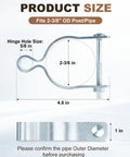 Heavy Duty Galvanized Chain Link Gate Hinges For 1 5 Eighth Inch Posts, 2 Pack Silver Fence Gate Hardware dimensions