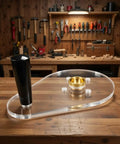 Straight Up Precision Replacement Router Base Plate For Compact Power Tools, 6 By 9 Inch single grip sub mount on wood table.