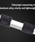 Telescopic measuring rod of No Sweat Telescopic Digital Measuring Wheel With Ergonomic Grip and Precision Counter, lightweight aluminum.