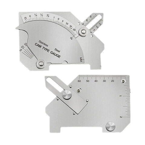 Bridge Cam Welding Gauge Set With Clear Scale For Weld Reinforcement And Fillet Leg Length displayed flat on white background.