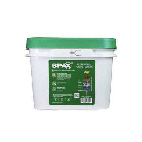 Heavy Duty Interior Wafer Head Cabinet Wood Screws Number 10 By 3 Multi Material Fasteners With Torx Drive Bulk Pail with green lid.
