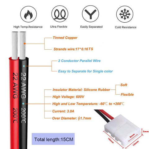 2Pin 8mm LED Strip Connector Kit With Right Angle Corner, T Shape And Gapless Connector details, 22 AWG wire and silicone rubber