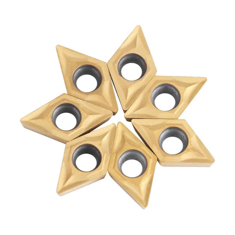 Carbide inserts for metal lathe, DCMT070204, tungsten carbide; gold-colored, 6 pcs