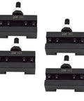 Hella Sturdy 250 101 Quick Change Tool Post Set For Mini Lathe And Metal Machining features four black steel face holders.