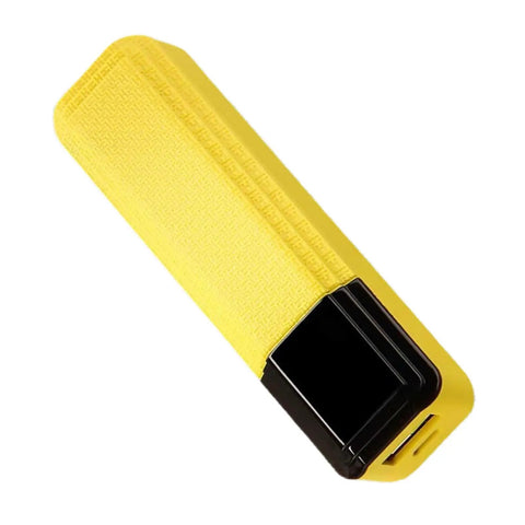 Solid Travel Charging Case For Single Flat Top Battery Emergency Phone Juice Pack And Tablet Backup Power Rig, yellow with black end.