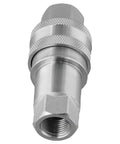 Top Tier Heavy Duty Hydraulic Quick Connect Coupler M16x1.5 Female Thread Fitting Carbon Steel High Pressure Auto Lock Seal Slick Push Mechanism No Leak Boss For Rigged Up Jobsite Equipment And Tool Accessories Made To Last Durability close-up of threaded hydraulic coupler