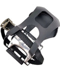 Right side bike pedal with toe clips and straps for indoor cycling, non-slip surface, adjustable webbing strap, 14mm axle, 9/16 thread