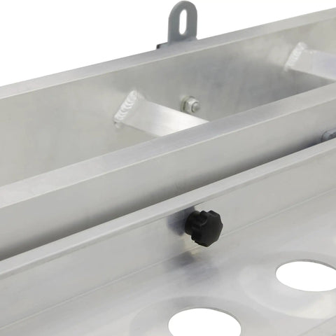 Close-up of Aluminum Dirt Bike Hitch Carrier With Ramp For 2 Inch Class III IV Receiver, Lightweight Fat Tire And E Bike Hauler