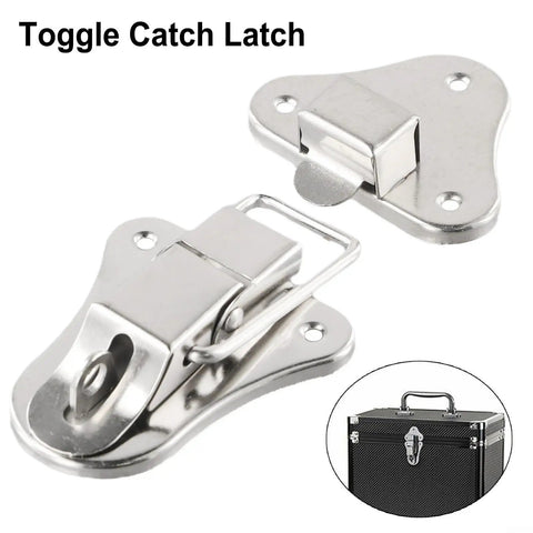 Hasp Latch Kit For Jewelry Boxes And Wooden Chests Toggle Hasp Lock Hardware Padlock Ready Fastener in silver finish and latch detail