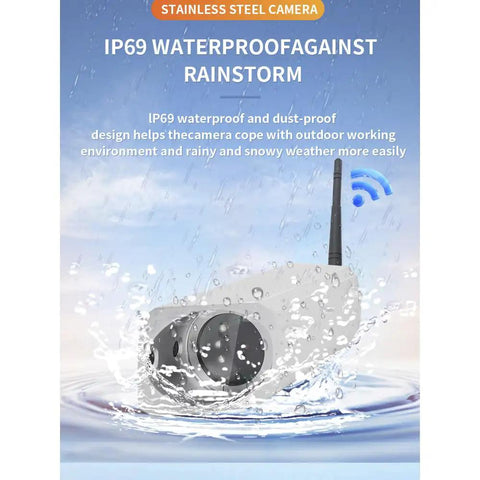 Heavy Duty Wireless 7 Inch Monitor Forklift Front View Camera With Bold Magnetic Mount And Massive 9600 Mah Power Bank in rain with IP69 rating.