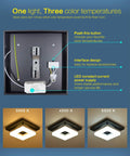 8 Inch Flush Mount LED Ceiling Light 12W Modern Square Black Fixture With Three Color Temperatures 3000K 4000K 6500K