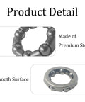 Close-up of Four Piece Bicycle Ball Bearing Retainer Kit With One Quarter Inch Bore And Seven Ball Bearings, steel material detail.