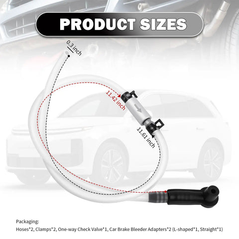 One Man Brake Bleeding Kit Hose With One Way Check Valve Clamp And Bleeder Adapter Translucent Soft Hydraulic Bleeder Hose