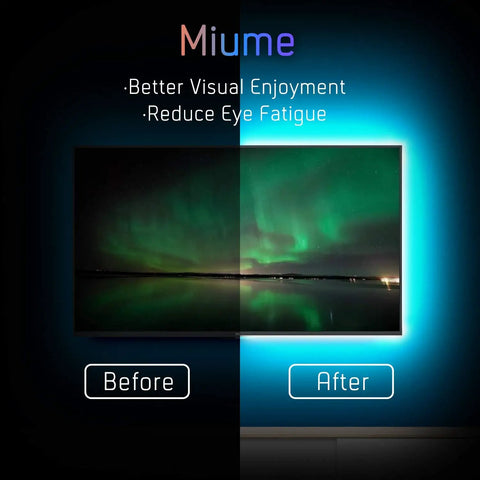 Music LED Backlight Kit For 61-80 Inch TVs, 16.4ft RGB USB Powered Light Strip With App Control And Remote, eye-friendly lighting demo