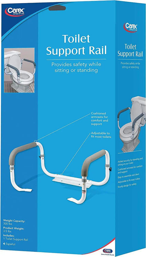 Toilet Safety Frame With Adjustable Width One Size Fits Most Toilets 16 To 18 Inches Sturdy Grab Bars Support Up To 300lbs Easy Sit Or Stand