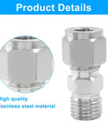 Two-piece 1/4-inch stainless steel compression fitting, straight union with double ferrules, 5/16 in tube OD on both ends