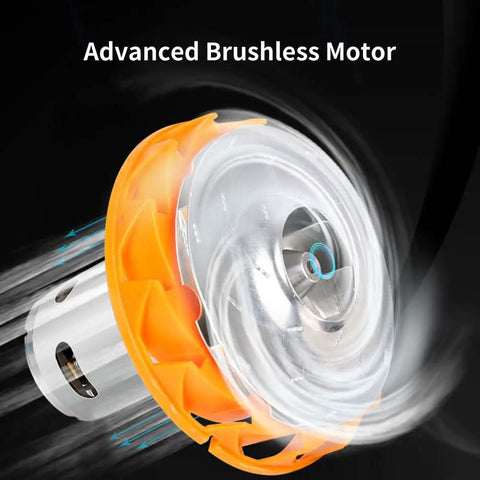 Cordless HVLP Paint Sprayer Kit with 18V Battery Compatibility brushless motor illustration in close view