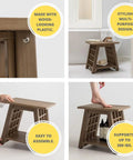 Waterproof Shower Bench With Storage Shelf, 18-Inch Corner Seat, Heavy-Duty HDPE Wood-Look Frame, Adjustable Feet, Multipurpose Use