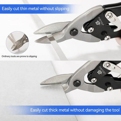 Heavy Duty Aviation Tin Snips For Sheet Metal, 10 Inch Straight Cut Shears in Chrome Vanadium Steel cutting thin and thick metal
