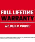 Full lifetime warranty text on red background for 230 Piece Hand Tool And Socket Set With 3 Drawer Tool Box For Auto Repair And Home Projects