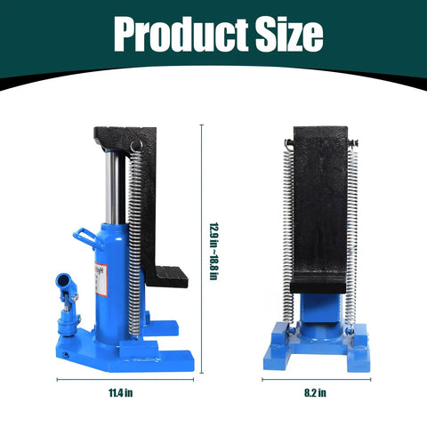 Heavy Duty Twenty Ton Toe Jack With Adjustable Height Rack And Dual Lifting Power For Crushing Through Tight Garage Spots dimensions 11.4 in x 12.9-18 in x 8.2 in