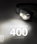 Pro 400 Rechargeable Headlamp With USB IPX4 Water Resistant Ultra Bright LED Multi Mode For Night Runs And Camping Light, illuminated