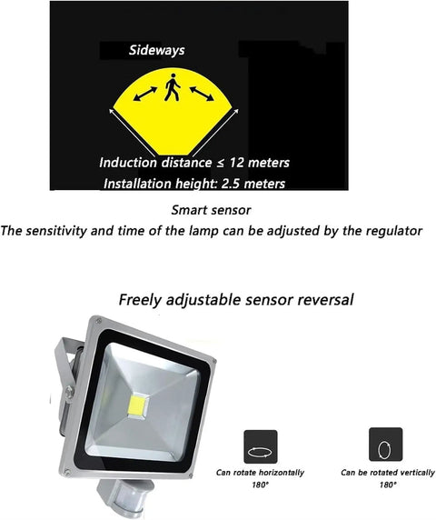 Spot Lighting Led Flood Lights Outdoor Motion Sensor Lm/W Security Lig, Warm White,100W adjustable sensor with smart features.