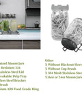 No Fuss All In One Sprouting Jar Kit With Wide Mouth Quart Mason Jars, Stainless Steel Sprout Lids, 86mm 1000ml Stand, Tray And Canning Brush on kitchen counter