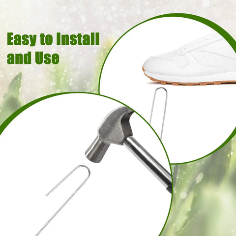 100 Pack Drip Irrigation Staples, J Shape Garden Stakes, 5 Inch Lawn Pins for Securing Half Inch Drip Tubing, hammer installation