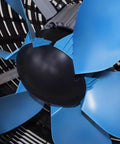 Close-up view of the fan blades in Portable Evaporative Air Cooler And Energy Saving Water Swamp Fan Lightweight Mobile Cart Design For Home Or Backyard.