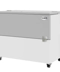 Built Like A Tank Heavy Duty Commercial Milk Cooler Refrigerator For Schools And Cafeterias With Smooth Heavy Duty Casters 12 Crate Stainless Steel Beverage Chiller in sleek design.